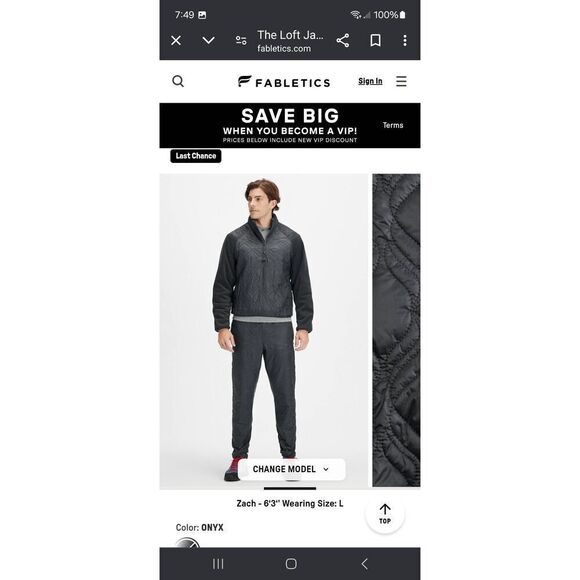 New Small Fabletics Onyx Grey The Loft Jacket Water Resistant Heat Retention NWT - Picture 3 of 9